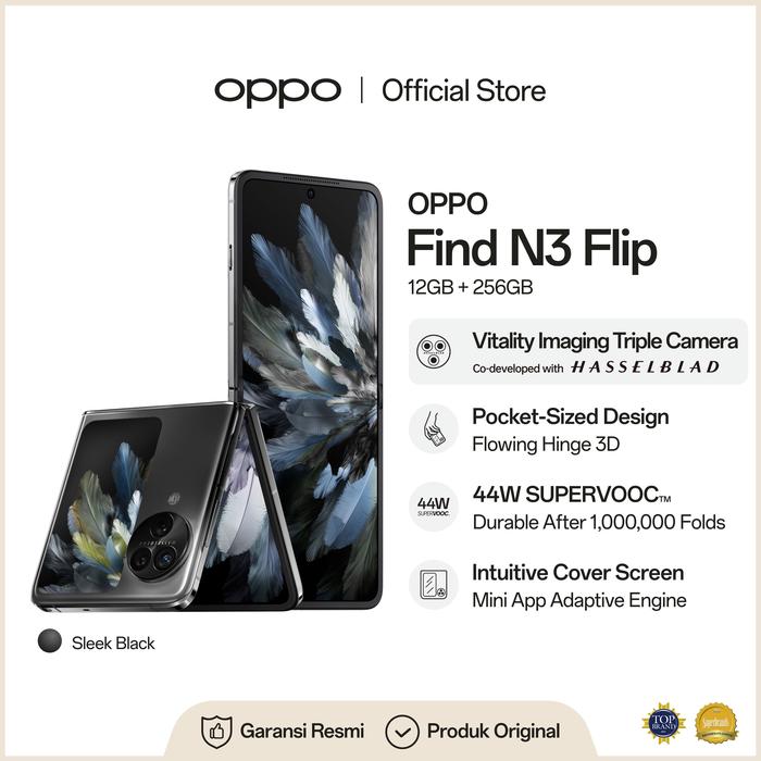 Gambar OPPO Find N3 Flip 12GB/256GB (Garansi Resmi)  XYZ8732OP - Hitam dari OPPO Store Indonesia undefined Tokopedia