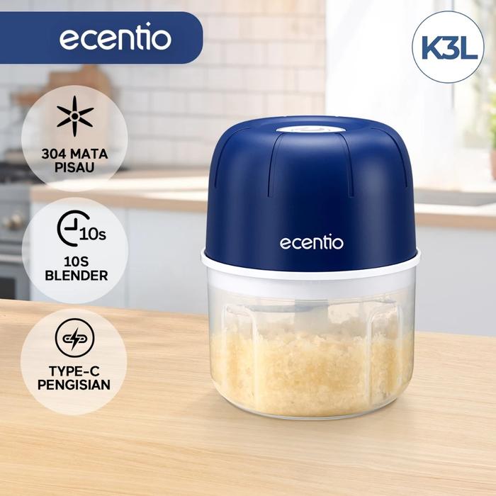 Gambar ecentio Mini Chopper Blender 6 pisau 250ml Portable Penggiling Bumbu Dapur Portable Penumbuk bawang biru/hijau - Biru dari ecentio Electronic undefined Tokopedia