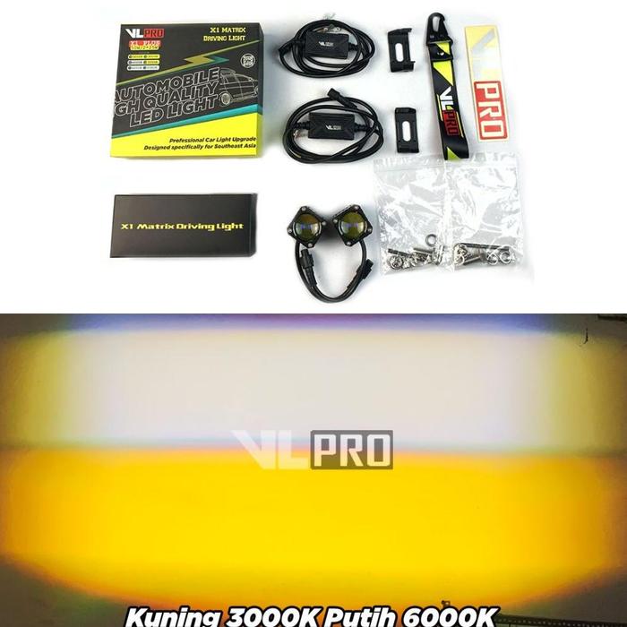 Gambar Mini Projie VLPRO X1 PLUS Blue Lens Original 50W 2 Warna Bi-LED Laser Putih Kuning 12V 24V Hi-Low Lampu LED Jauh Dekat Double Color Tembus Hujan Kabut Foglamp Headlight Projector Tembak Sorot Waterproof NO Beebot Duromoto Vahid Aes Pro7 Mobil Motor bg79 - Kuning-Putih dari DR Fero undefined Tokopedia