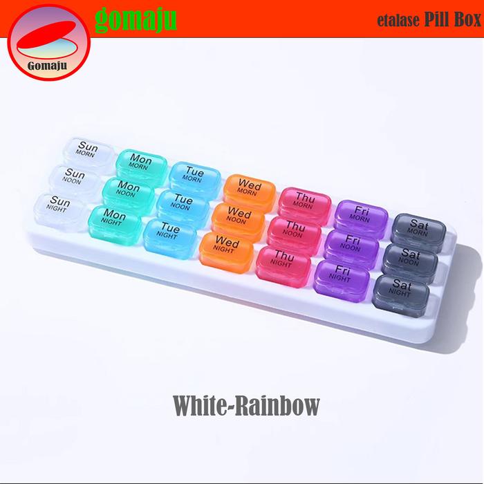 Gambar Daily Weekly Pill Box Kotak Obat Tempat Obat Harian Mingguan 7x3Kotak - White Rainbow dari Gomaju TikStor undefined Tokopedia