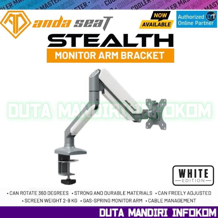 Gambar ANDASEAT STEALTH - Bracket Stand Arm Monitor VESA Mount I Anda Seat A6L-1T - White Edition  dari Duta Mandiri Infokom undefined Tokopedia