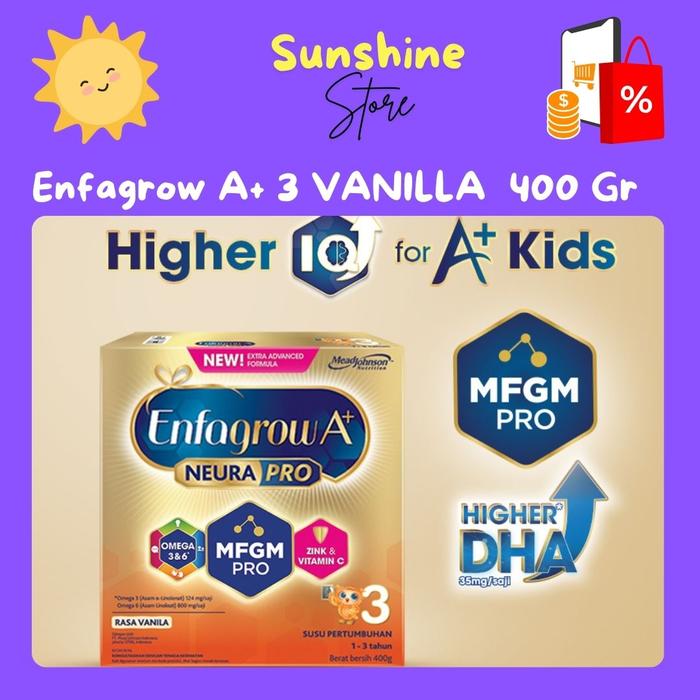 Gambar ENFAGROW A+ 3 - Box 400 Gr - Rasa Vanilla / Madu / Original - Susu Formula Anak Usia 1 - 3 Tahun - Vanila dari Sun Shine Store-ID undefined Tokopedia