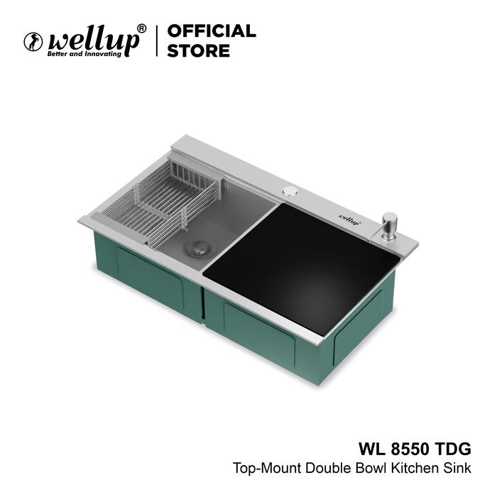 Gambar Wellup Bak Cuci Piring Kitchen Sink Wastafel Dapur Stainless W8550TDG - SINK dari Wellup undefined Tokopedia