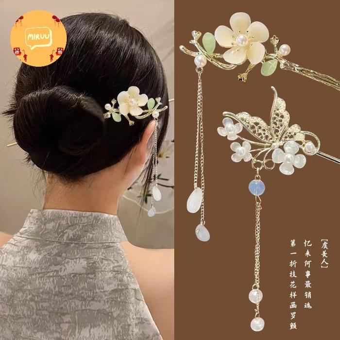 Gambar Tusuk konde china cina imlek sangjit chinese new year CNY bunga premium high quality import terbaru - B dari Miruushop undefined Tokopedia