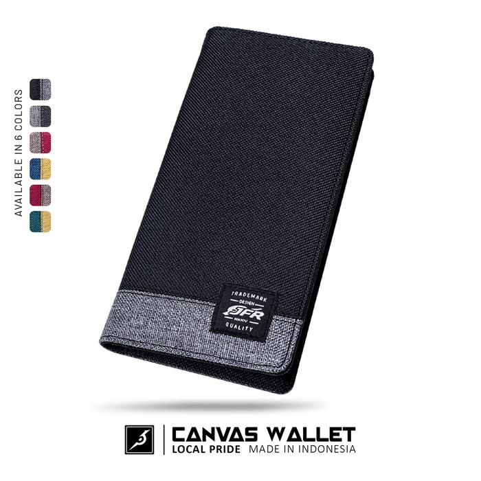 Gambar DOMPET PRIA WANITA BAHAN KULIT CANVAS DOMPET PRIA MODEL PANJANG JFR - BLACK JP15 dari NASZ SHOP undefined Tokopedia