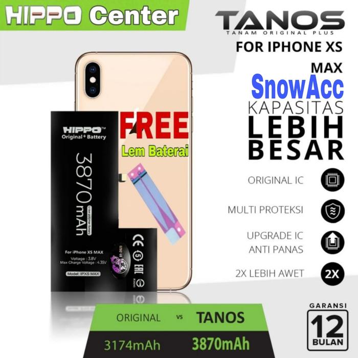 Gambar Hippo Baterai iPhone XS MAX Battery Hippo Tanos Double Power - Bat dari Snow Acc undefined Tokopedia