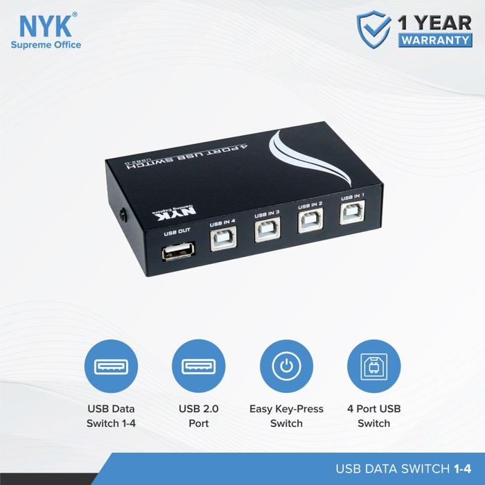 Gambar Splitter & Switch USB Printer 2.0 NYK 4 Port / 2 Port Garansi Resmi 1 Tahun - 4 Port dari BintangRayaKomputer undefined Tokopedia