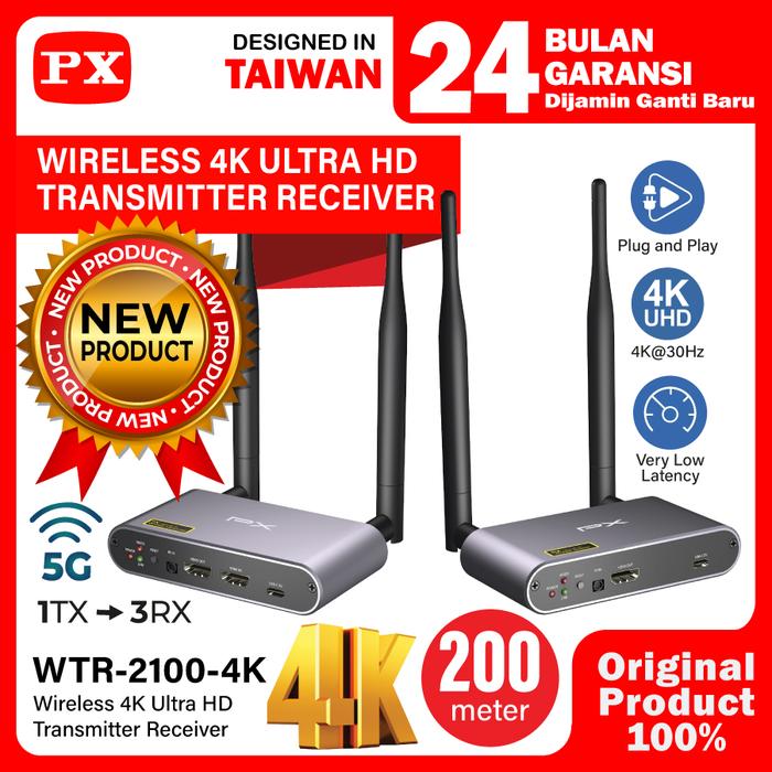 Gambar HDMI Wireless Presentation System Video Transmitter Receiver Laptop M*cbookTV Monitor Proyektor Wireless HDMI 4K  200 Meter PX WTR-2100-4K - TX RX dari PX Official Store undefined Tokopedia