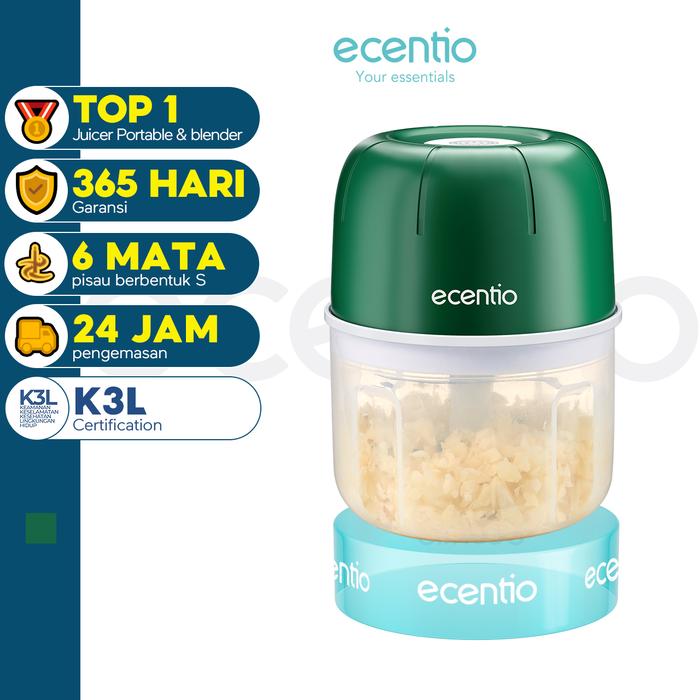 Gambar ecentio chopper mini 6 pisau 350ml kaca blender 250ml plastik blender portable cope bumbu - plastik hijau dari ecentio Electronic undefined Tokopedia