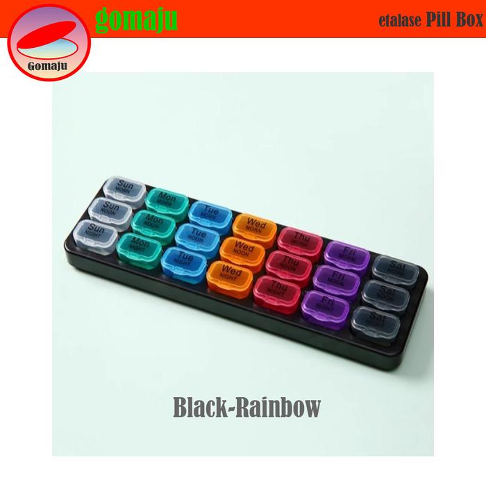 Gambar Daily Weekly Pill Box Kotak Obat Tempat Obat Harian Mingguan 7x3Kotak - Black Rainbow dari Gomaju TikStor undefined Tokopedia