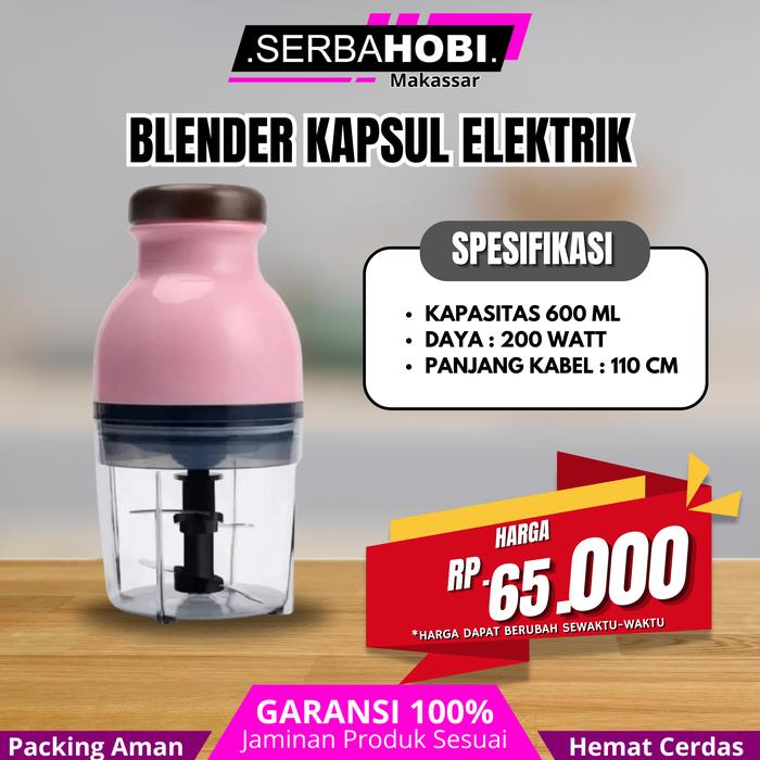 Gambar Blender Kapsul Capsule Portable Electric Juicer Hand Mixer Elektrik / Juice Cup Portable Mini / Blender  Serbaguna - Kapsul pink dari Serba Hobi Makassar undefined Tokopedia