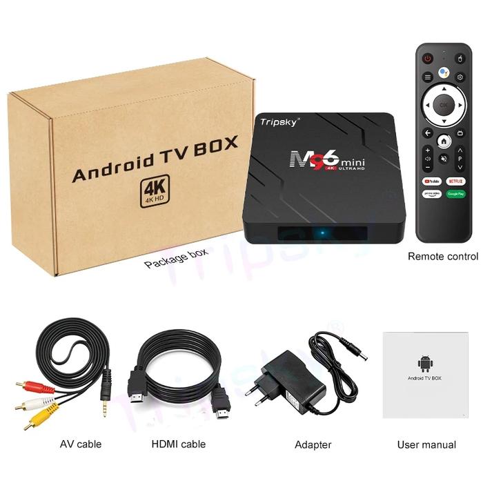 Gambar Tripsky M96 Mini Android TV Box 2GB+16GB Quad-Core Amlogic S905 Streaming 8K/4K UHD WiFi Dual-Band Bluetooth 5.0 Garansi Resmi Gratis Ongkir - Remote voice dari Tripsky Indonesia Store undefined Tokopedia
