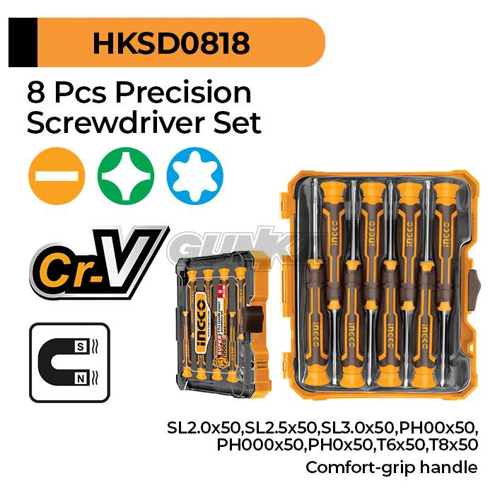 Jual 8-Pcs Cr-V Precision Screwdriver Set (13cm) INGCO HKSD0818 Obeng ...