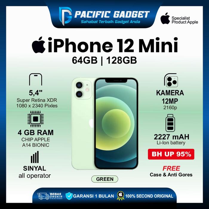 Iphone 12 Mini 64gb/128gb Purple Fullset Green, 64 gb