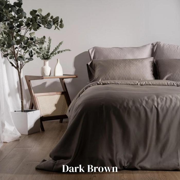 Gambar KAIN TENCEL SUTRA POLOS 60S PREMIUM BAHAN TENCEL SUTRA / KAIN SPREI PREMIUM AESTHETIC POLOS SATIN METERAN KATUN SUTRA PREMIUM - Dark Brown, 0.5 M x 280 CM dari Tokostore255 undefined Tokopedia