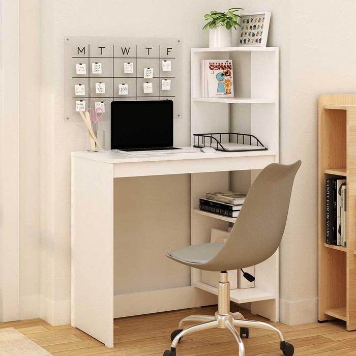 Gambar Meja Belajar Minimalis 80 Cm / Meja Belajar Rak Buku - Putih dari Living New undefined Tokopedia