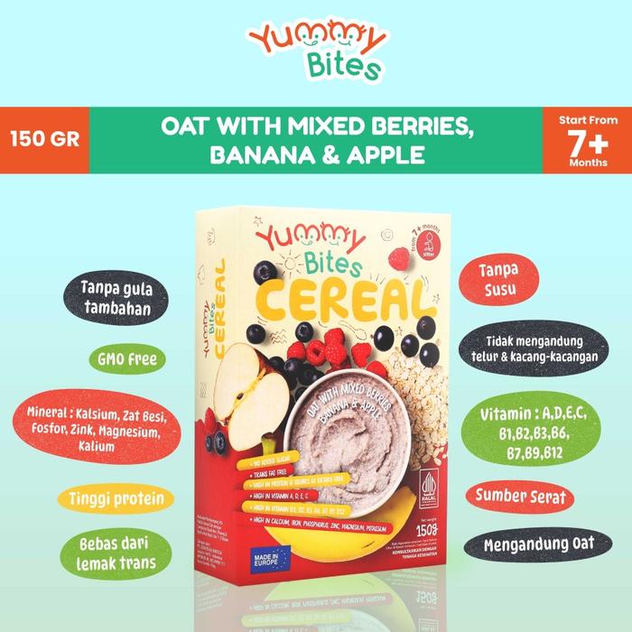 Gambar Yummy Bites CEREAL Makanan Bayi Anak BPOM HALAL - OAT MIXED BERRY dari Goldenbaby.id undefined Tokopedia