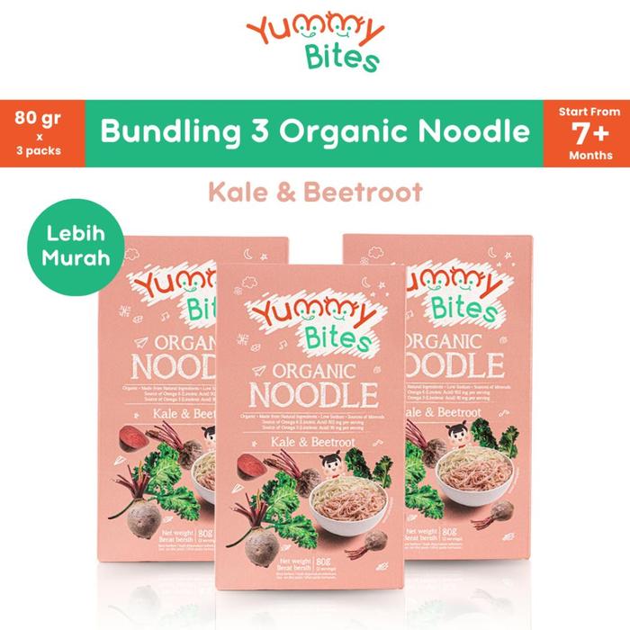 Gambar Promo Murah [BUNDLING 3] Yummy Bites Organic Noodle 80gr Mie Bayi Organik / MPASI / Mie baby organic - Kale & Beetroot dari indraa arisma undefined Tokopedia