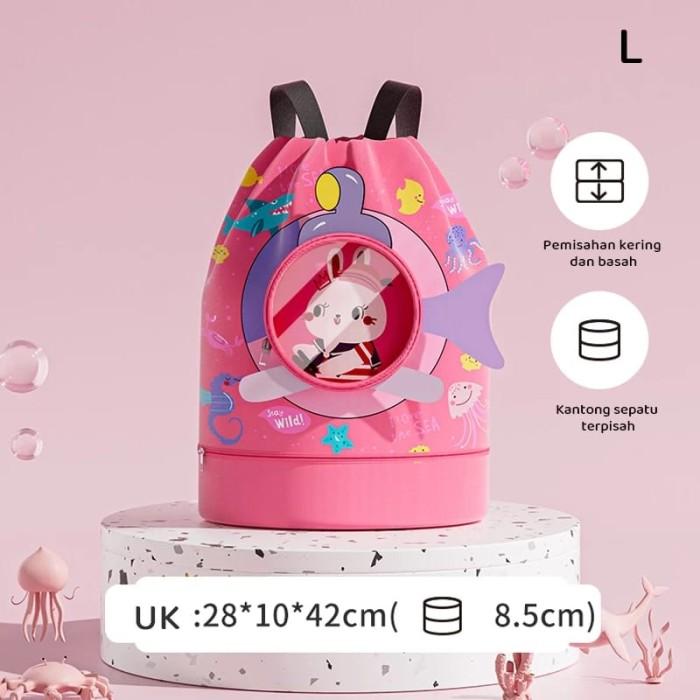 Gambar Tas Renang Anak Waterproof  - Swimming Bag Anak - Tas Berenang Tahan Air - PINK BUNNY dari Aurel Babyshop undefined Tokopedia