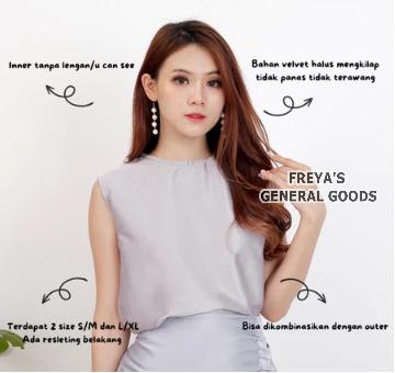 Gambar [FREYA] Inner Daleman Dress Wanita Model Tanpa Lengan Bahan Satin Halus Premium - Abu-abu, S-M dari Freya's General Goods undefined Tokopedia