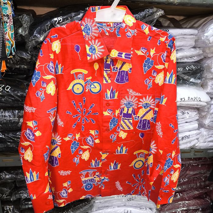 Gambar Seragam sekolah baju batik ondel-ondel lengan panjang hijau merah - Merah, 9 dari Lia collection lenteng agung undefined Tokopedia