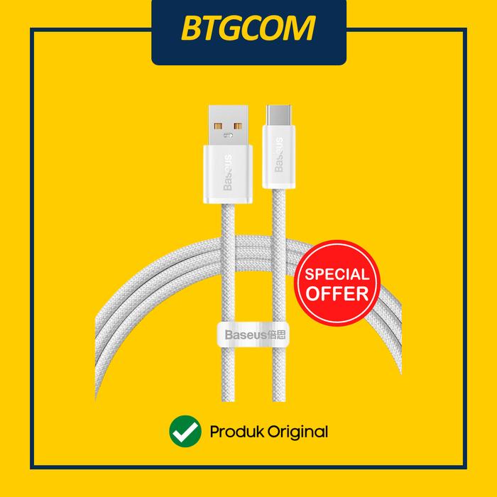 Gambar KABEL USB-A TO USB TYPE-C BASEUS DYNAMIC 100W 1M FAST CHARGING BRAIDED FAST CHARGING DATA CABLE QUICK CHARGE - Putih dari btgcom Kota Denpasar Tokopedia