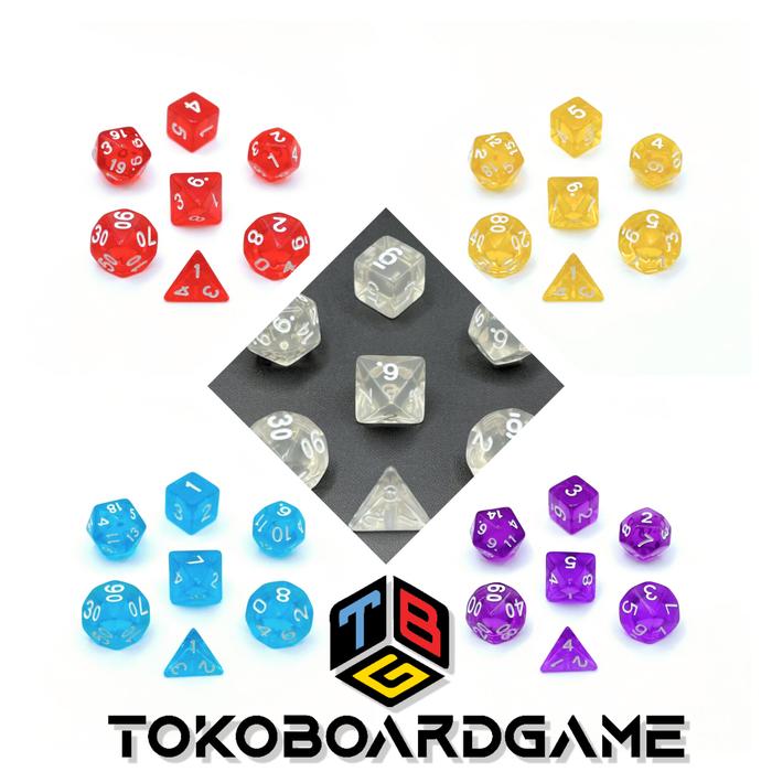 Gambar Sparkling Dice Set 7 Pieces - Dadu Translucent Sparkling dari TokoBoardGame undefined Tokopedia