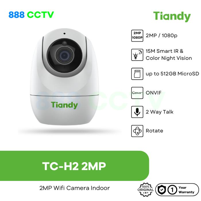 Gambar Tiandy TC-H2 2MP Camera Wifi Full Color Smart CCTV Wireless Indoor Pan/Tilt - Putih, Camera Only dari 888 CCTV undefined Tokopedia
