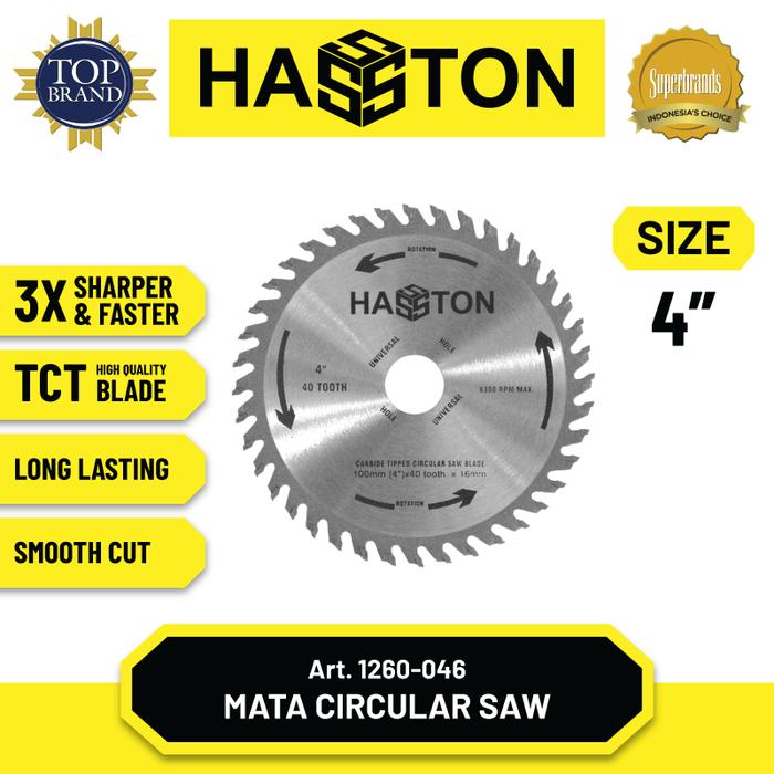 Gambar Hasston Mata Gergaji Mesin 4" x 40T / Mata Circular Saw (1260-046) - 4inch x 40T dari Hasston Tools undefined Tokopedia