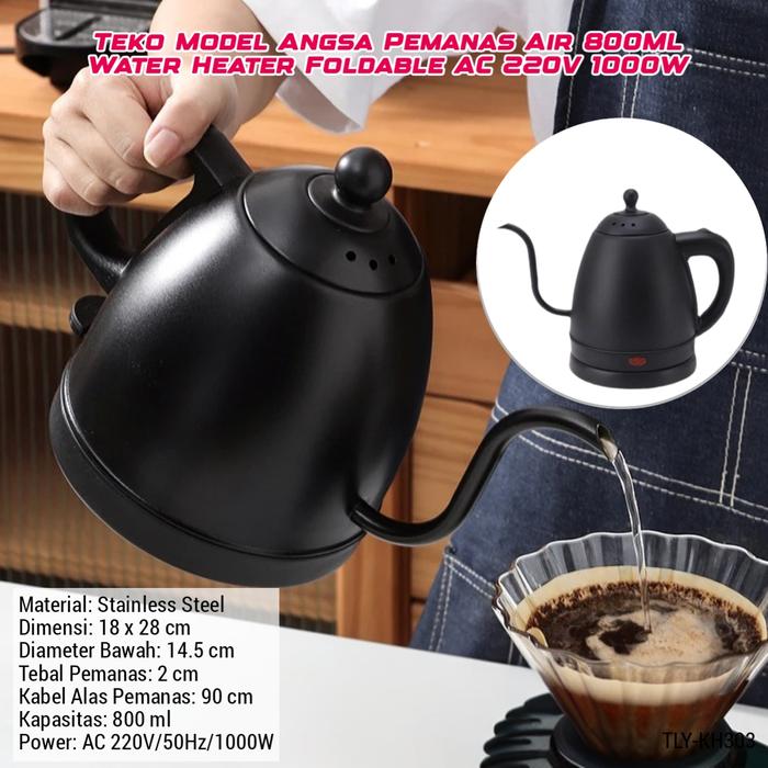 Gambar Teko Listrik Stainless Masak Air Panas 500 ml  - 1L Pemanas Portable Kitchenware - TYL Hitam 1L dari Hantara Tech undefined Tokopedia