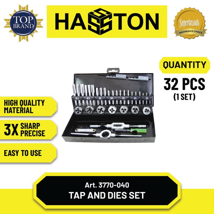 Gambar Hasston Snei Tap Set / Alat Pembuat Ulir Baut & Mur, Tap dan Die Lengkap (3770) - Set 32pcs dari Hasston Tools undefined 2 Tokopedia