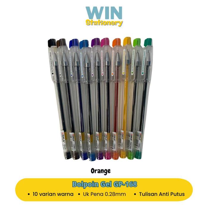 Gambar Bolpoin Gel Tinta 10 Warna - Orange GP-168-E dari WIN-FancySupply undefined Tokopedia