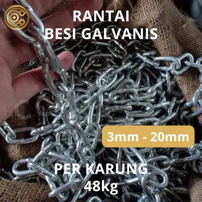 Gambar Rantai Besi Galvanis KARUNGAN / Galvanized Chain / Rantai Kapal Besi Putih - PER KARUNG dari CC LIFTING undefined Tokopedia