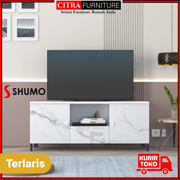 Gambar SHUMO Lemari Rak TV Besi Minimalis Moscow 120 Series | Credenza Cabinet Metal - MOTIF-A, DIRAKIT dari Citra furniture undefined Tokopedia