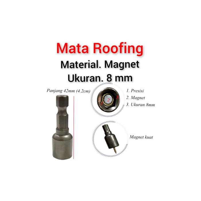 Gambar Mata Roofing Magnet Kunci Sok Baut Sekrup Baja Ringan 8mm Matabor Ruping Skrup Bor Socket - 8 x 42mm dari Jawich Teknik undefined Tokopedia