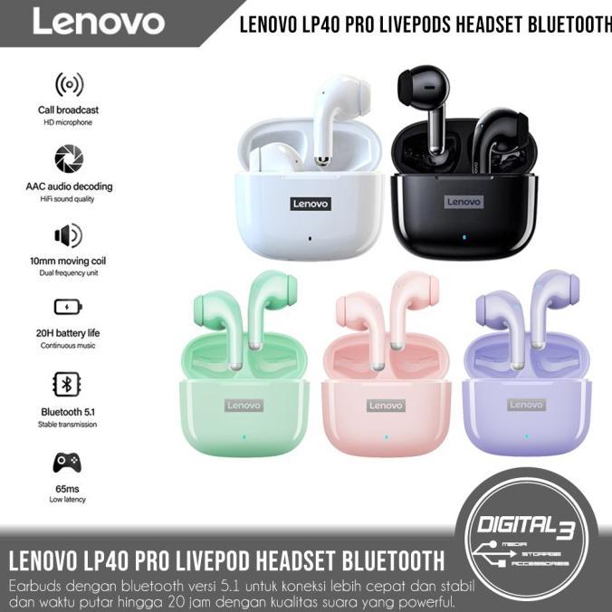 Gambar [New] ThinkPlus Lenovo LP40 PRO Livepod True Wireless TWS Bluetooth Headset - Hitam dari storee23 undefined Tokopedia