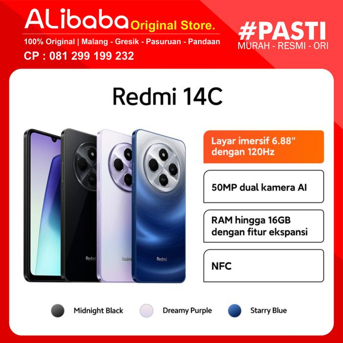 Gambar Xiaomi Redmi 14C (6GB/128GB) (8GB/256GB) | Layar 6.88" | Refresh rate 120 Hz | 50 MP dual kamera AI | Baterai 5.160 mAh | NFC [Garansi Resmi] - 6/128GB dari Alistore ID undefined Tokopedia