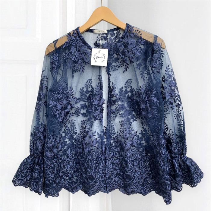 Gambar Outer brokat Flower Lux / outer brukat / baju kondangan / Ajmala - Navy, S dari Ajmalaofficial undefined Tokopedia