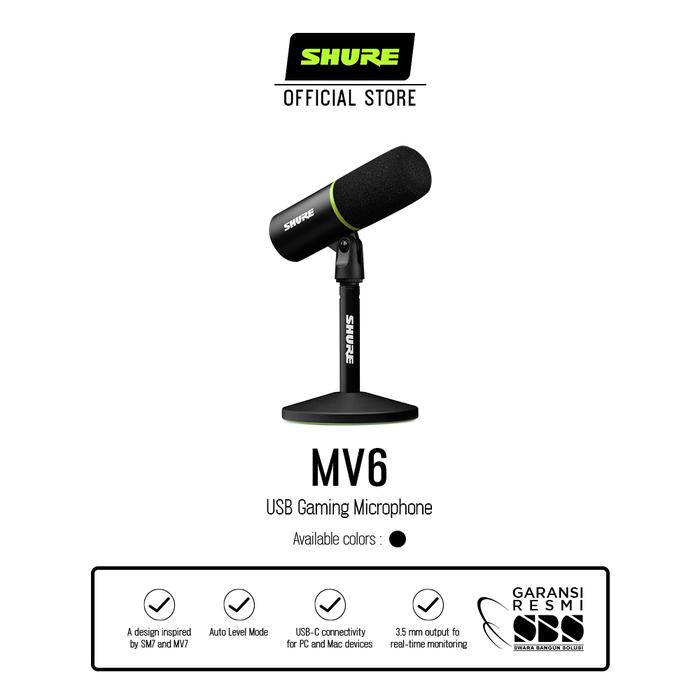 Gambar Shure MV6 Wired Dynamic USB Gaming Microphone dari Shure Indonesia Official Store undefined Tokopedia
