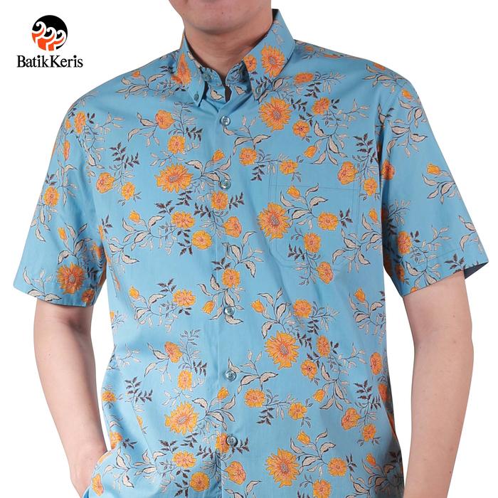 Gambar Batik Keris Kemeja Slimfit Lengan Pendek Sekar Ayu 064KLFS8P - Biru, S dari BATIK KERIS OFFICIAL undefined Tokopedia