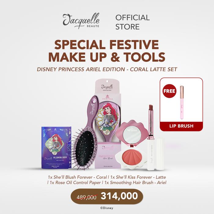 Gambar Jacquelle Bundle Special Festive Makeup & Tools Gift Set - Disney Princess Ariel - Shell Collection - Coral Latte Set dari Jacquelle_ID undefined Tokopedia
