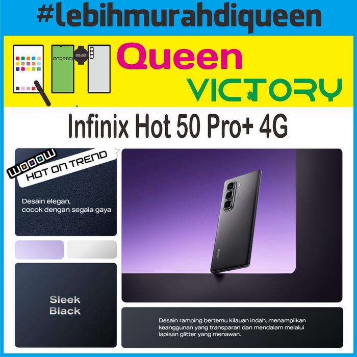 Gambar Infinix Hot 50 Pro+ 50 Pro Plus 4G 8/256 Garansi Resmi INFINIX INDONESIA - Hitam dari Queen Marina undefined Tokopedia
