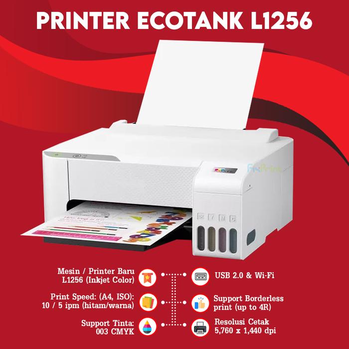 Gambar Printer Epson L1256 Whites L1250 Black Print Only Wi-Fi EcoTank A4 New - L1256 dari FixPrint Plus undefined Tokopedia
