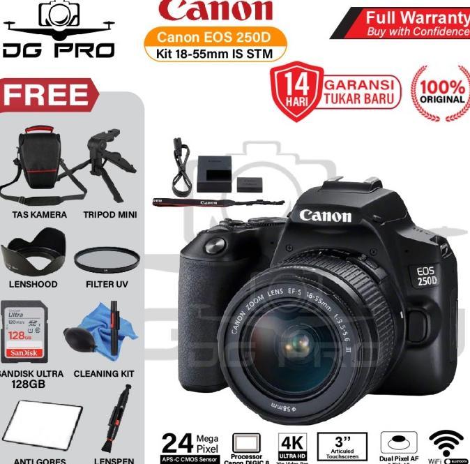Gambar Canon EOS 250D Kit 18-55mm IS STM - Sama Dengan Eos 200D Mark II - KIT IS STM, PAKET STANDARD dari babyface37391 undefined Tokopedia