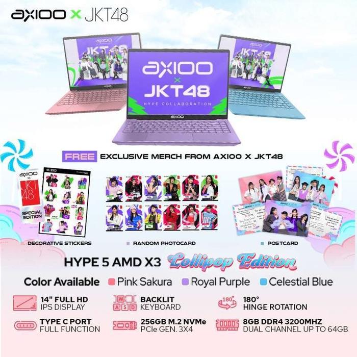 Gambar Axioo Hype 5 Amd JKT48 X3 Ryzen 5 3500 8GB 256GB Win 11 14.0Fhd Ips Blit LOLLIPOP EDITION - NON BUNDLING, ROYAL PURPLE dari LAPTOP GADGET ID undefined Tokopedia