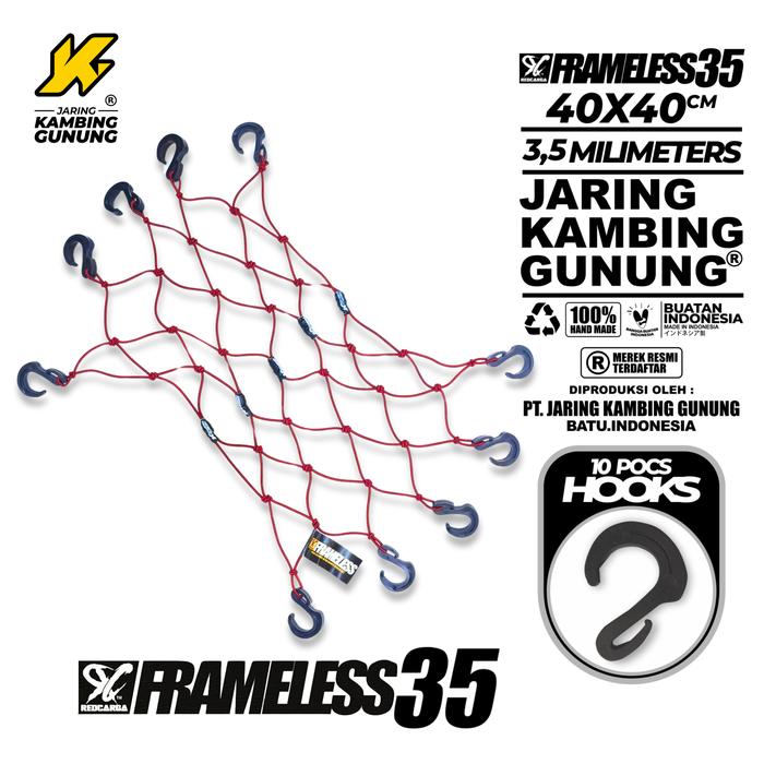Gambar Jaring Kambing Gunung NEW Frameless 35 Tali Jaring Bagasi Motor Tebal Tali Helm Barang Kardus Jaring Motor Tebal Premium - Merah Maroon dari MD Motoshop undefined Tokopedia
