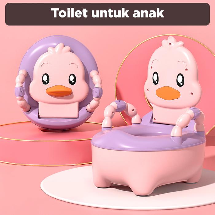 Gambar MEGAM Baby Potty Toilet Training Closet Pispot Anak Karakter Baby Toilet Portable HSB796 - Keras Pink dari Megam.id undefined Tokopedia