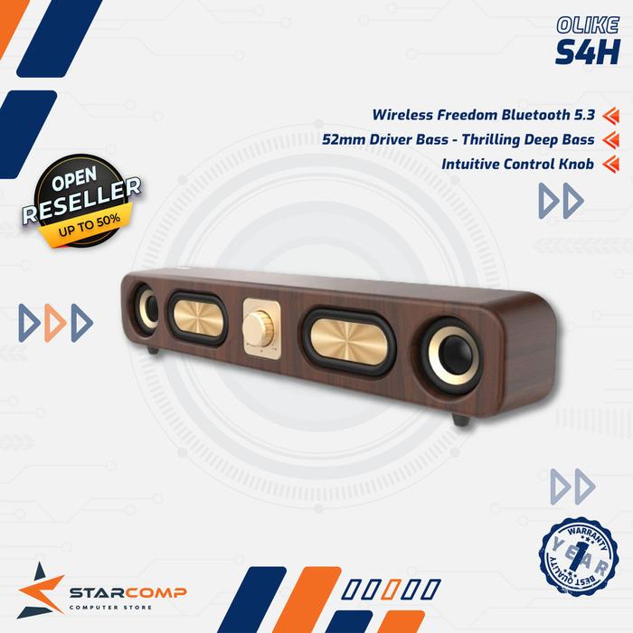 Gambar Olike S4H Speaker Mini Wireless Bluetooth 5.3 Quad-Driver HiFi Stereo - Wood dari Starcomp Solo undefined Tokopedia