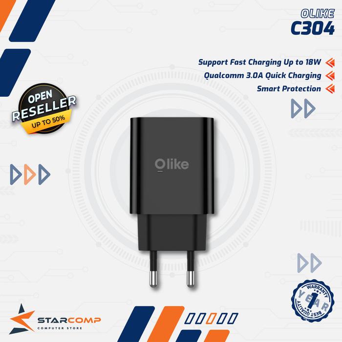 Gambar Olike C304 Kepala Charger Travel Adaptor USB 18 Watt Fast Quick Charging - Hitam dari Starcomp Solo undefined Tokopedia