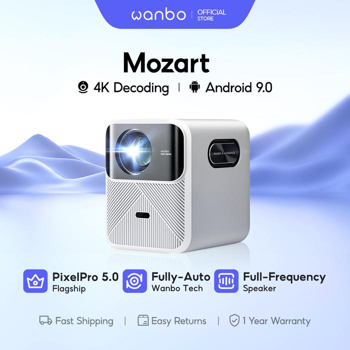 Gambar Wanbo Mozart Projector 1080P 900ANSI Lumens Auto-focus 8W*2 Speaker dari Wanbo Indonesia undefined Tokopedia